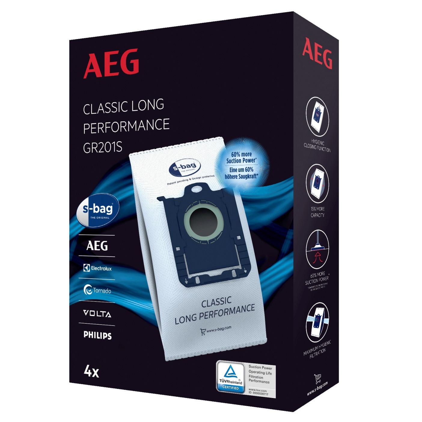 AEG GR201S S-bag long performance 4-bags Stofzak Blauw aanbieding