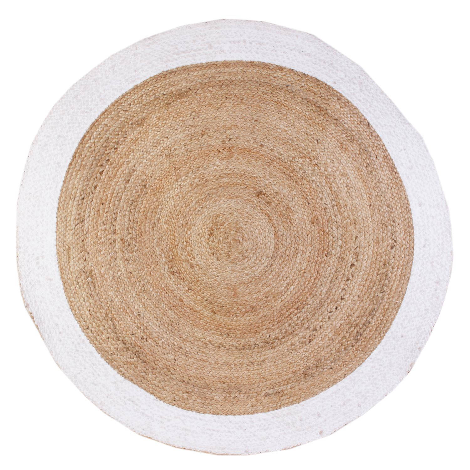 4goodz Vloerkleed Jute 2-tone Rond Ø 120 cm - Bruin/Wit aanbieding