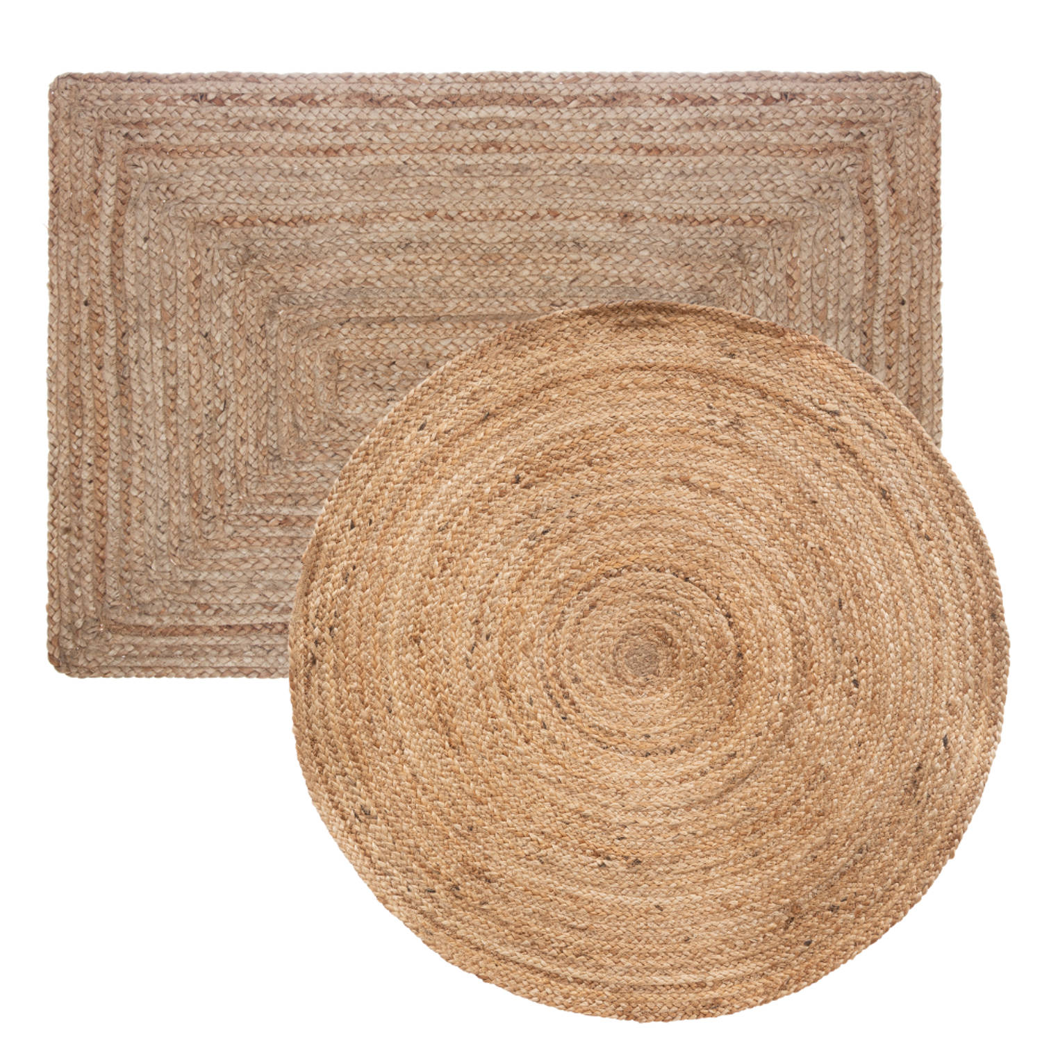 MISOU Jute Vloerkleden - Set van 2 - Rond - Rechthoek - Wandkleed - Beige - Veranda - Kleed - Tapijt aanbieding