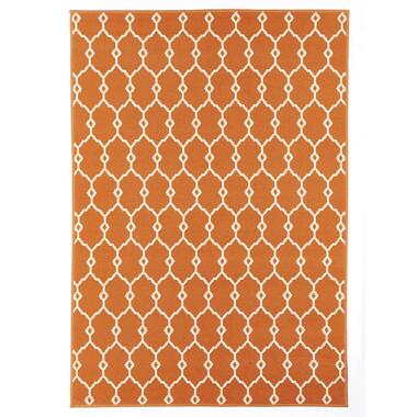 Floorita binnen/buitenvloerkleed Trellis - oranje - 133x190 cm - Leen Bakker aanbieding