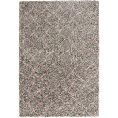 Mint Rugs vloerkleed Luna - grijs/roze - 200x290 cm - Leen Bakker aanbieding