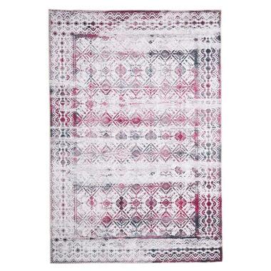 Floorita Easy-care vloerkleed Kilim - ivoor/kers - 160x230 cm - Leen Bakker aanbieding