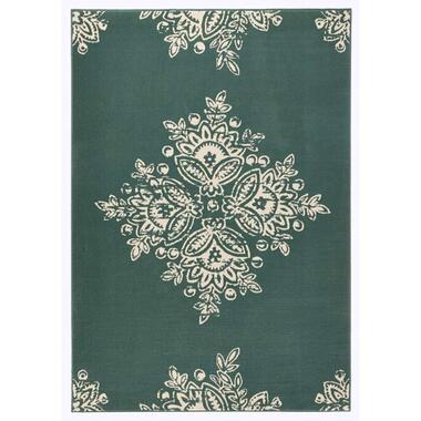 Hanse Home vloerkleed Blossom - groen/crème - 80x150 cm - Leen Bakker aanbieding