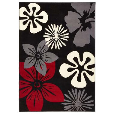 Hanse Home vloerkleed Flora - zwart/rood - 200x290 cm - Leen Bakker aanbieding