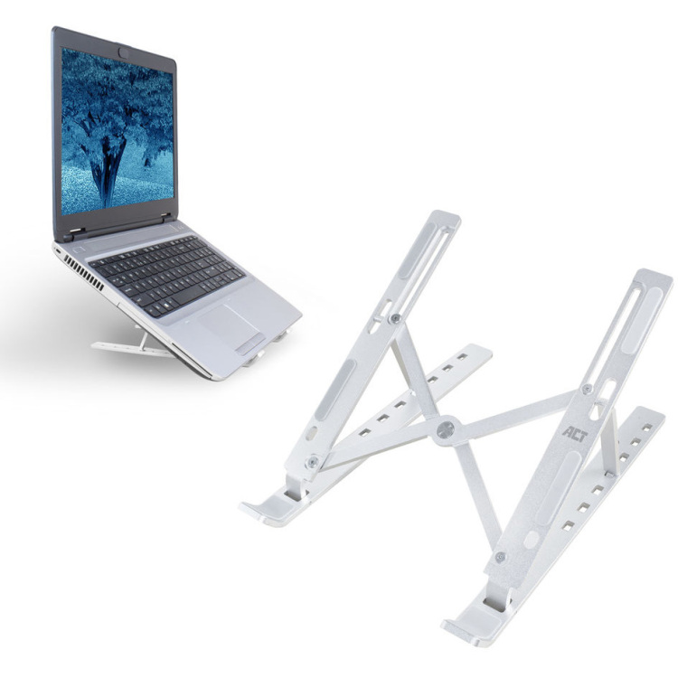 ACT Connectivity Laptopstandaard aluminium, opvouwbaar standaard Hoogte verstelbaar in 7 standen aanbieding