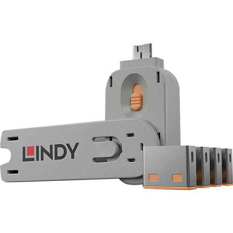 Lindy USB Port Blocker diefstalbeveiliging 4-pack aanbieding