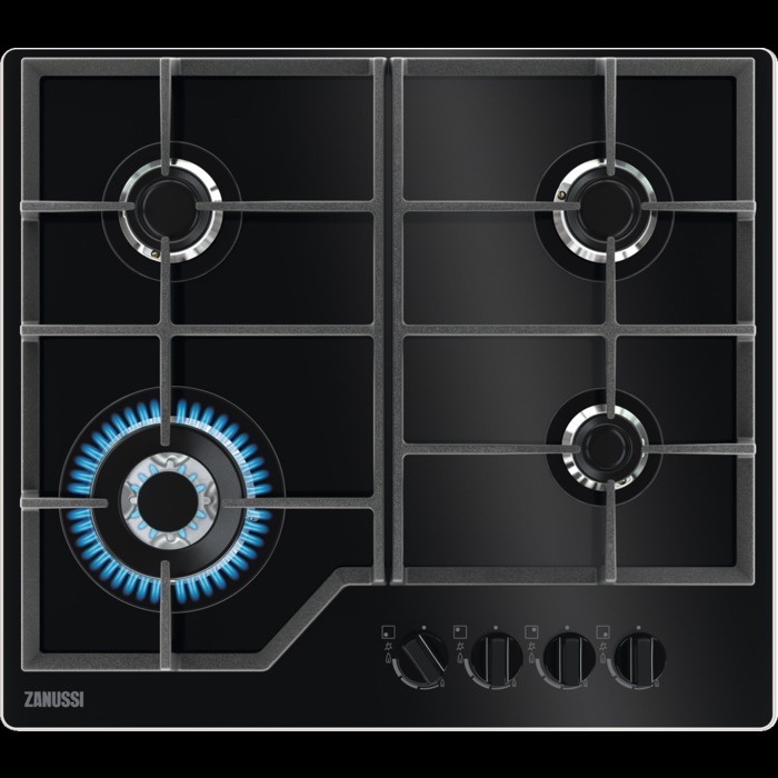 Zanussi ZGGN645K Gas inbouwkookplaat Zwart aanbieding