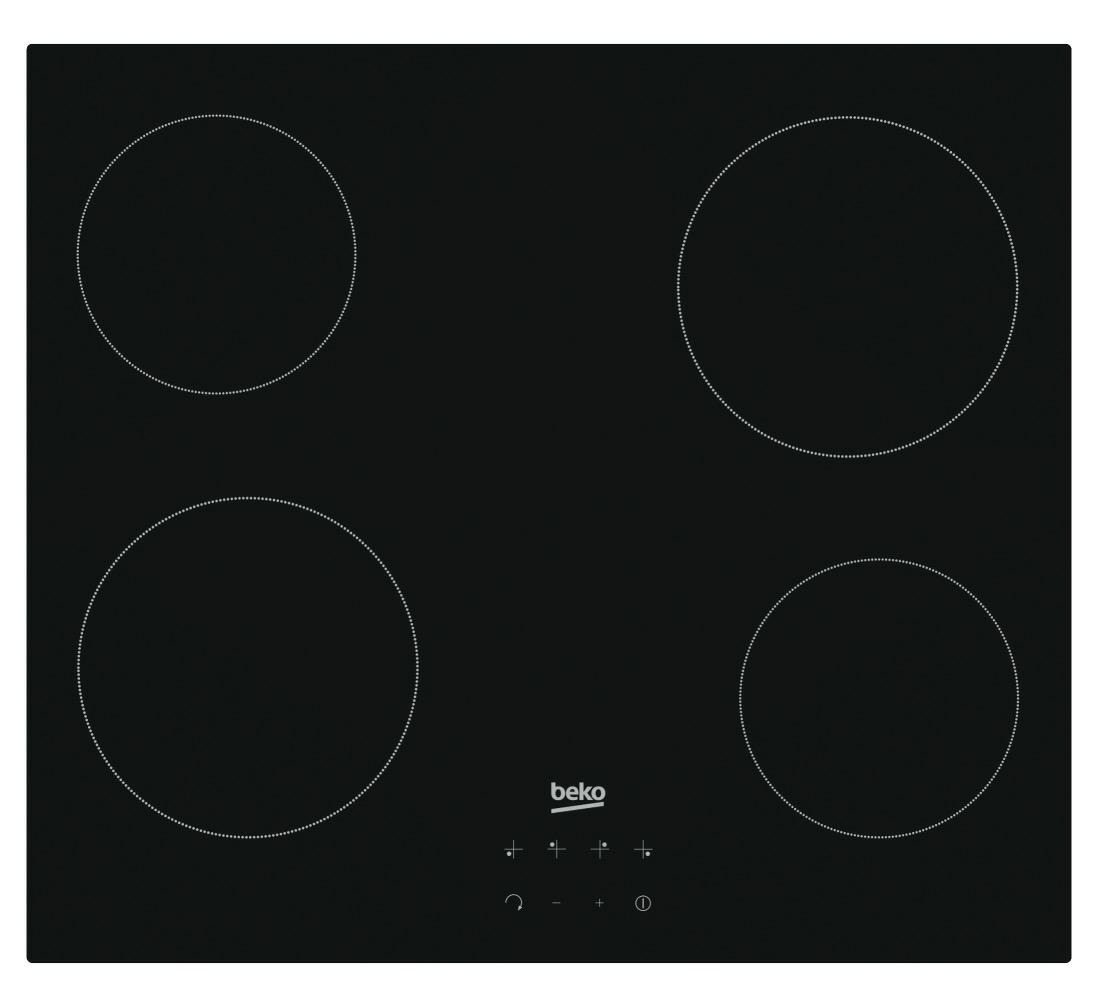 Beko HIC64400E Keramische inbouwkookplaat Zwart aanbieding