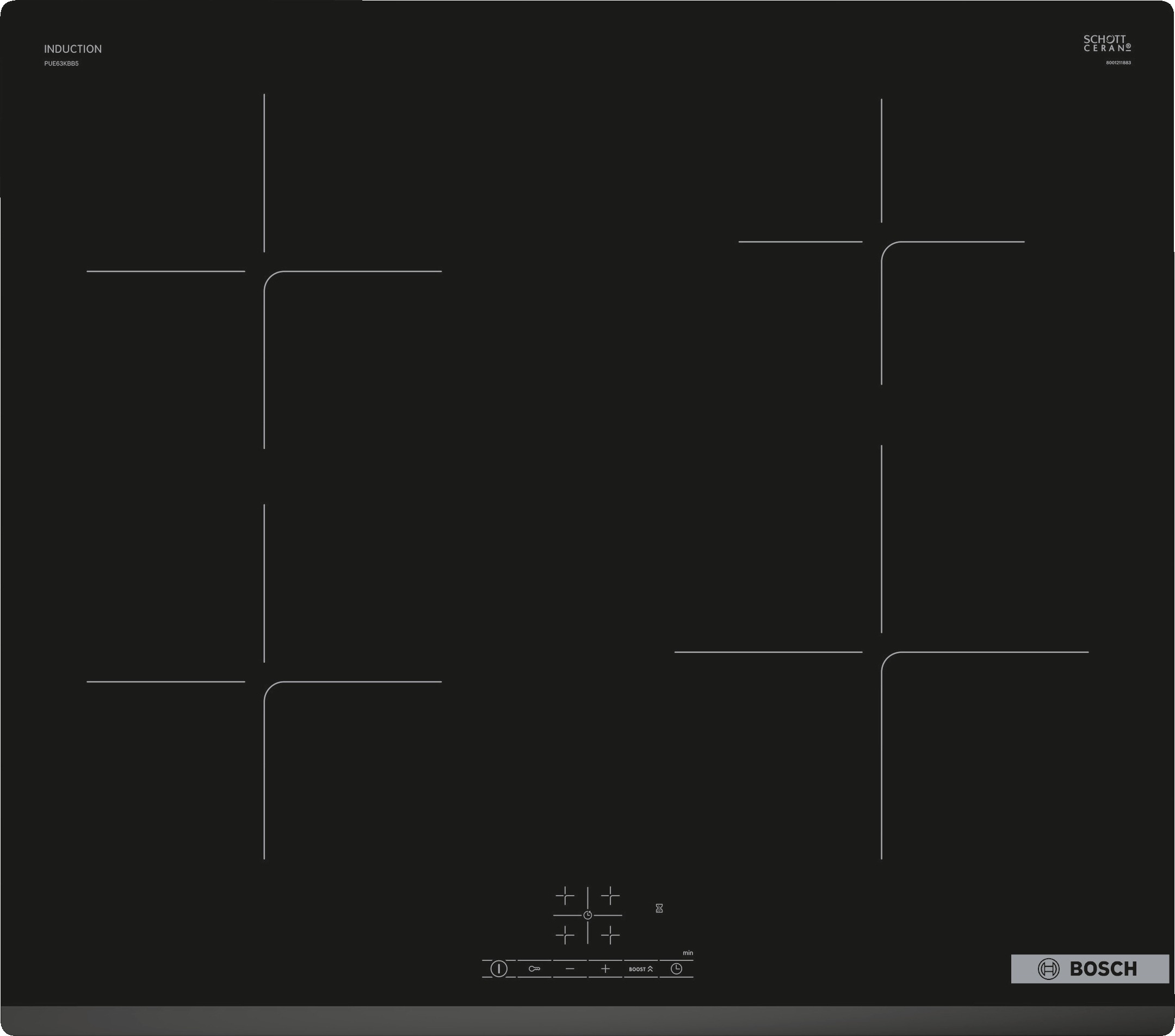 Bosch PUE63KBB5D Inductie inbouwkookplaat Zwart aanbieding