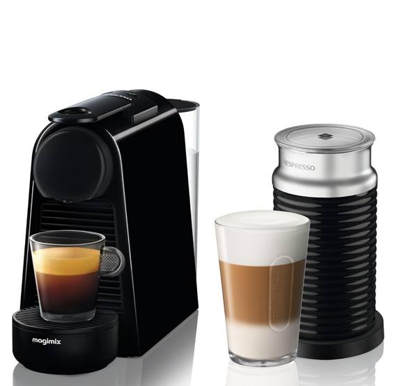 Magimix Essenza Mini + Aeroccino M115 11377NL Nespresso Zwart aanbieding