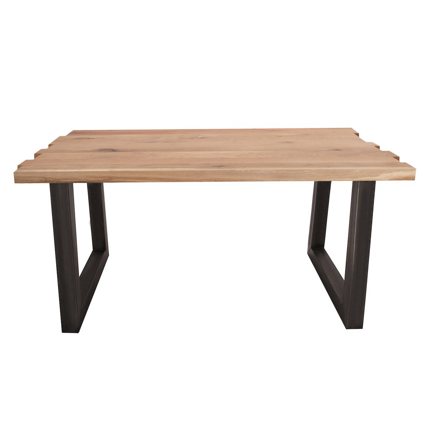 Feel Furniture - 200x100 Eettafel - Massief Boomstamblad Eiken - Constructed oak - 5 cm dik - U Frame aanbieding