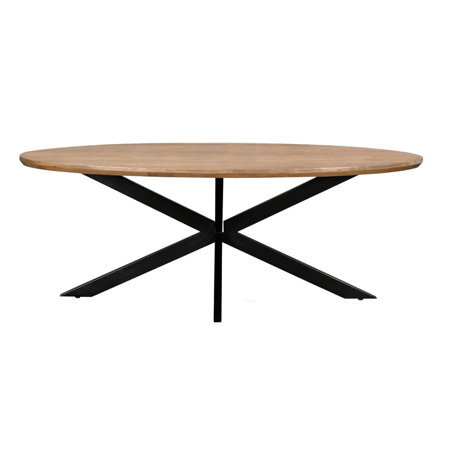 Livingfurn - Eetkamertafel Jesper Oval 210 cm - Mangohout / Gecoat Staal aanbieding