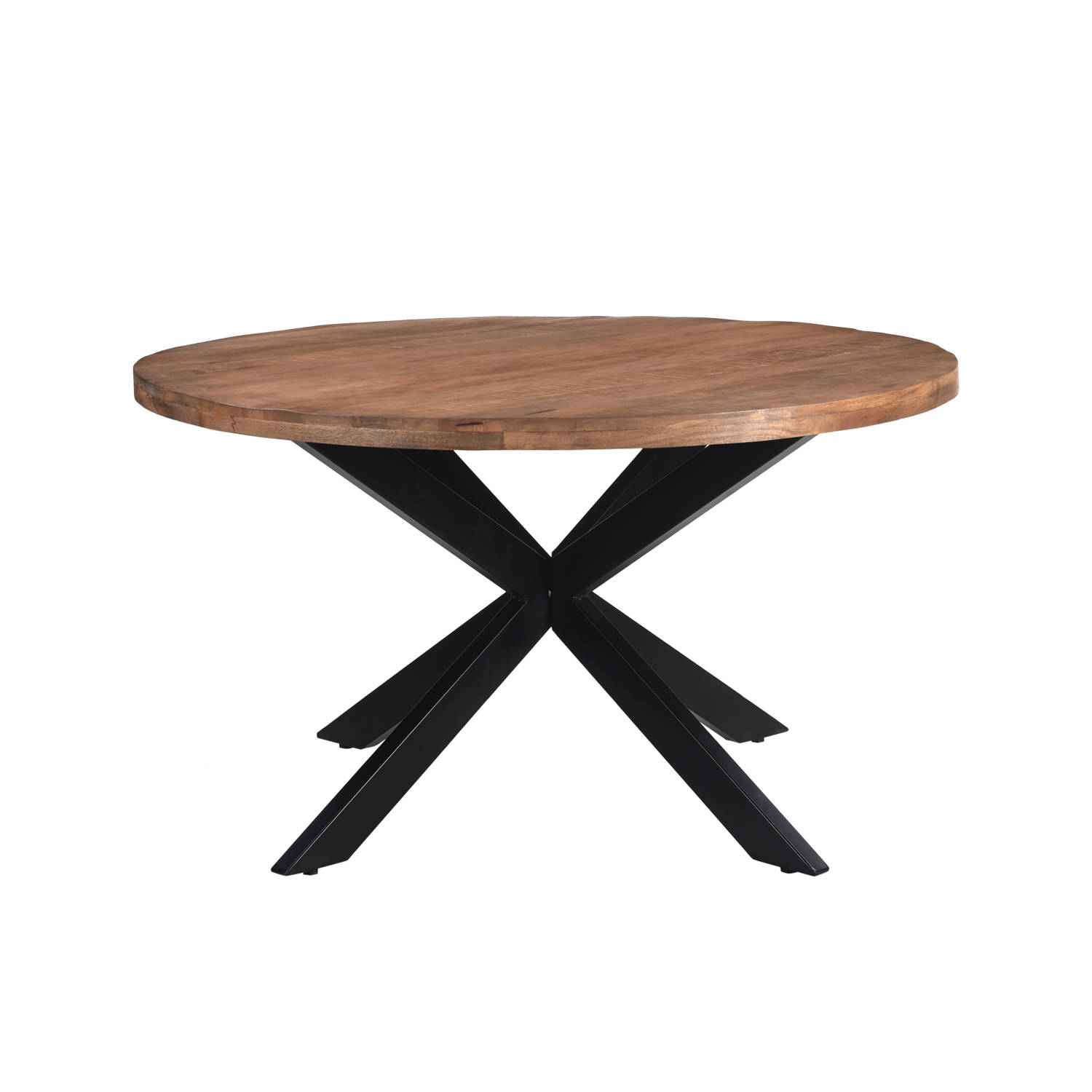 Livingfurn - Eetkamertafel Rocky Round Spider 150cm - Mangohout / Gecoat Staal aanbieding