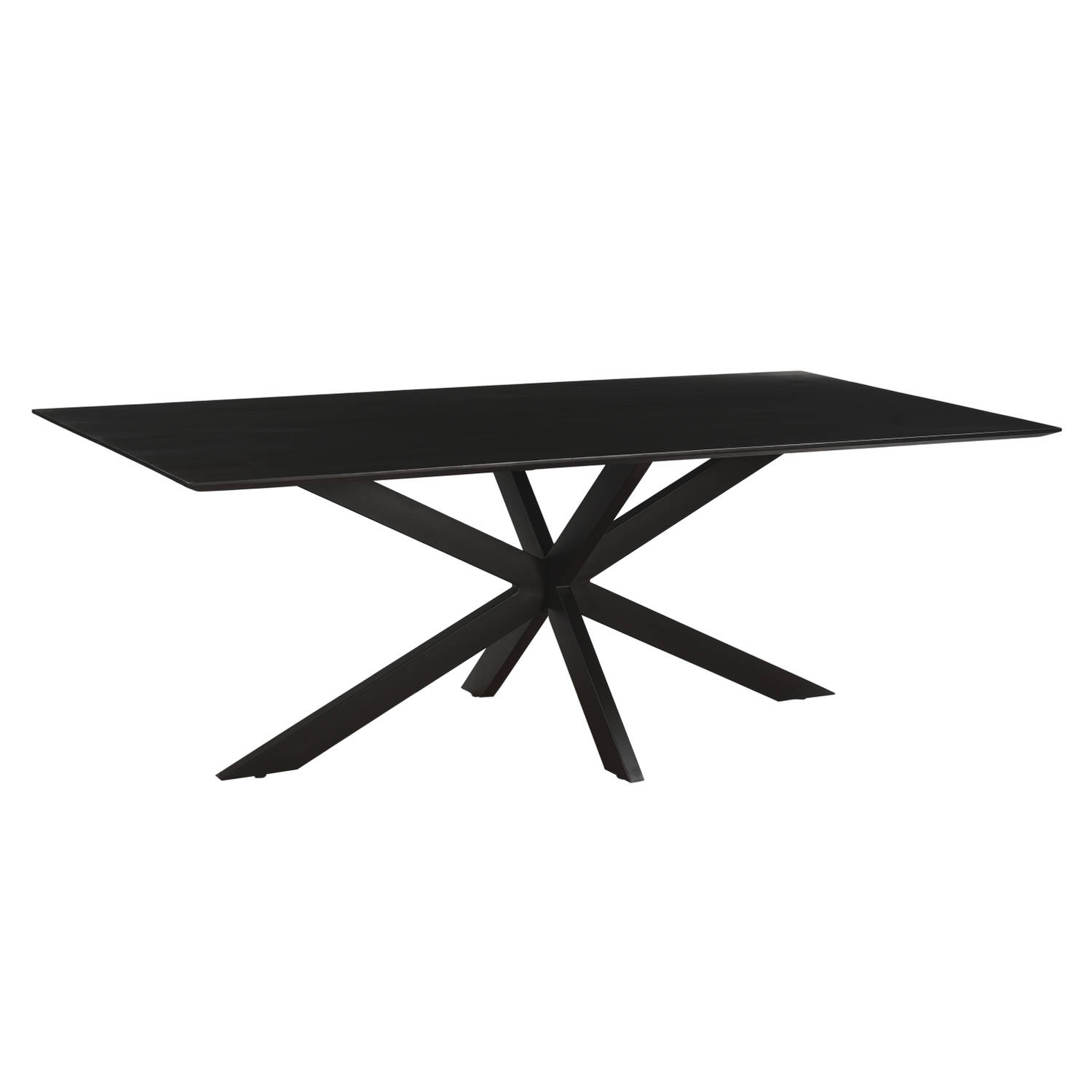 1x Livingfurn - Eetkamertafel Oslo Spider Black Acacia 220 cm - Acacia / Gecoat Staal aanbieding