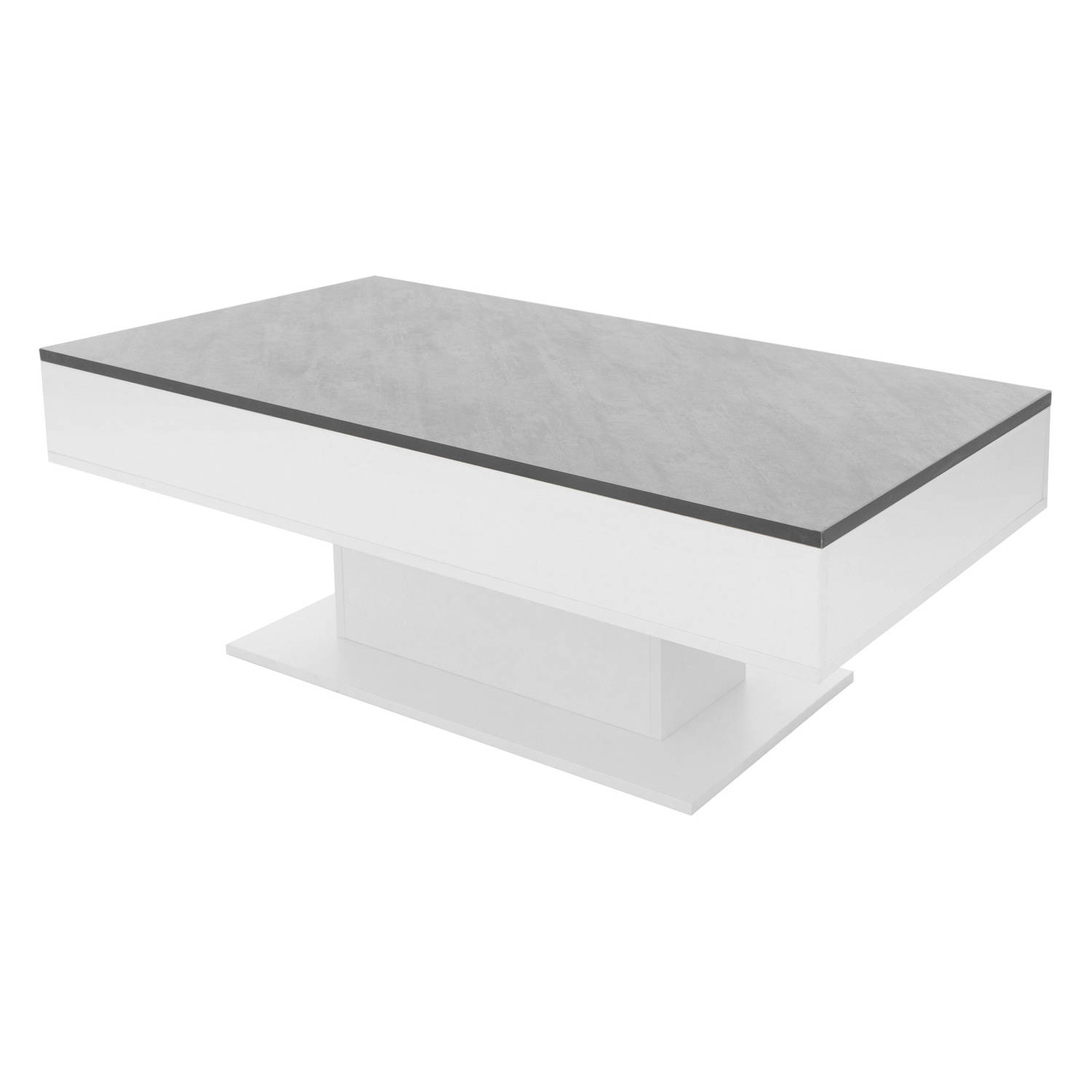 Salontafel 110x60x40 cm wit/betonlook incl. 2 opbergvakken onder verschuifbaar blad ML-Design aanbieding