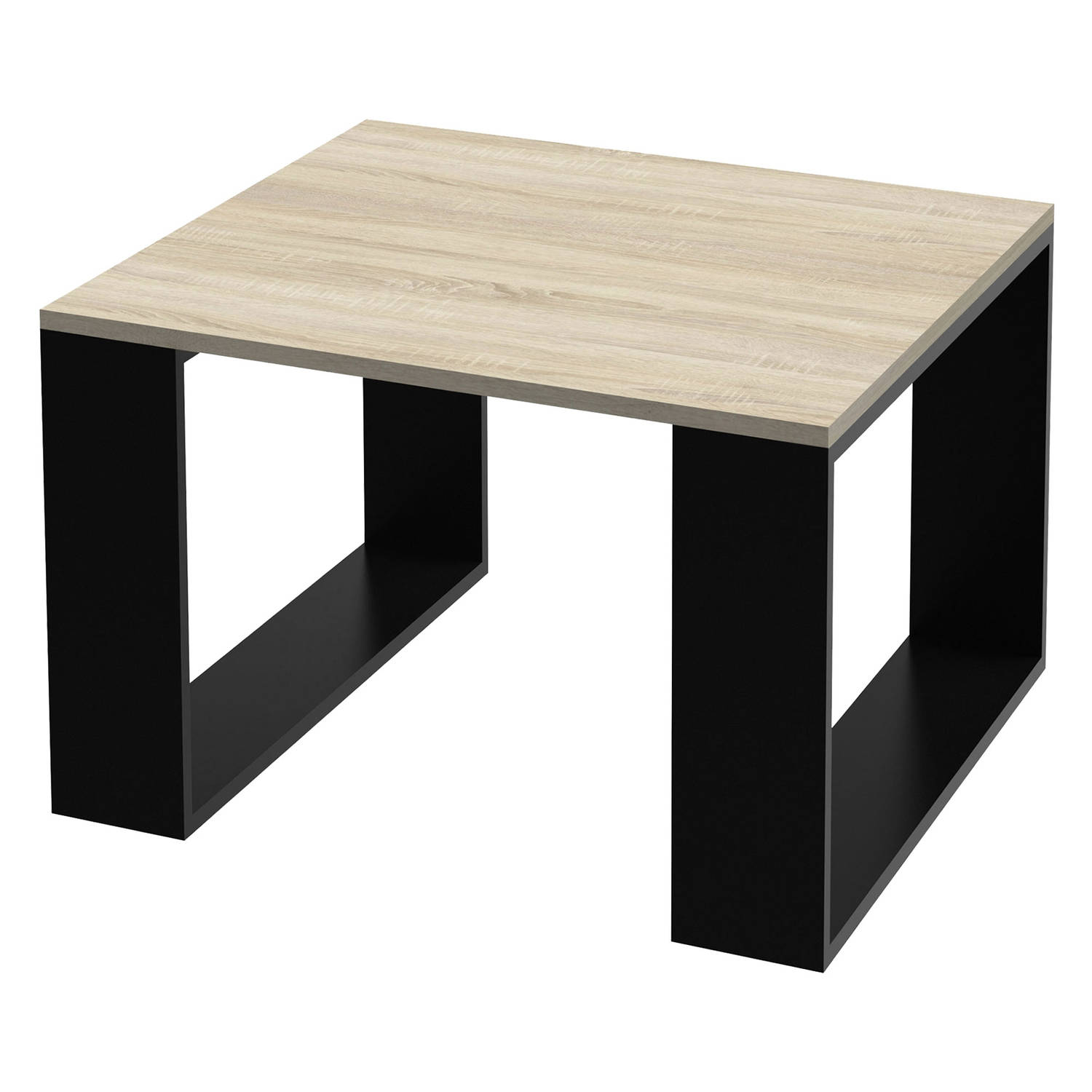 Salontafel 65x65x40 cm eiken look/zwart ML-Design aanbieding