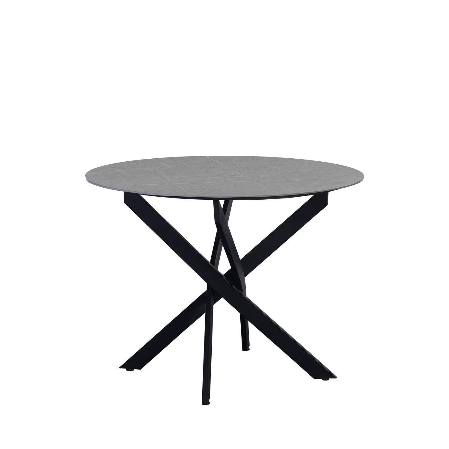 Ronde eettafel Vivian Ø100 cm marmerlook grijs spinpoot aanbieding