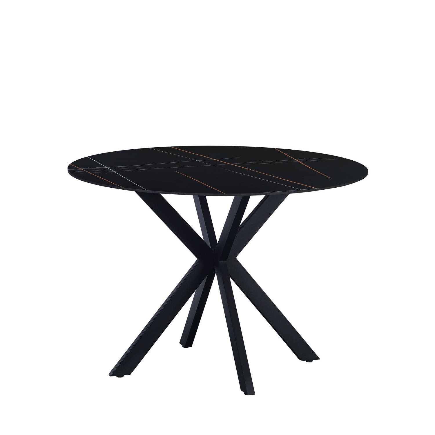 Ronde eettafel Yuna Ø110 cm cm marmerlook zwart aanbieding