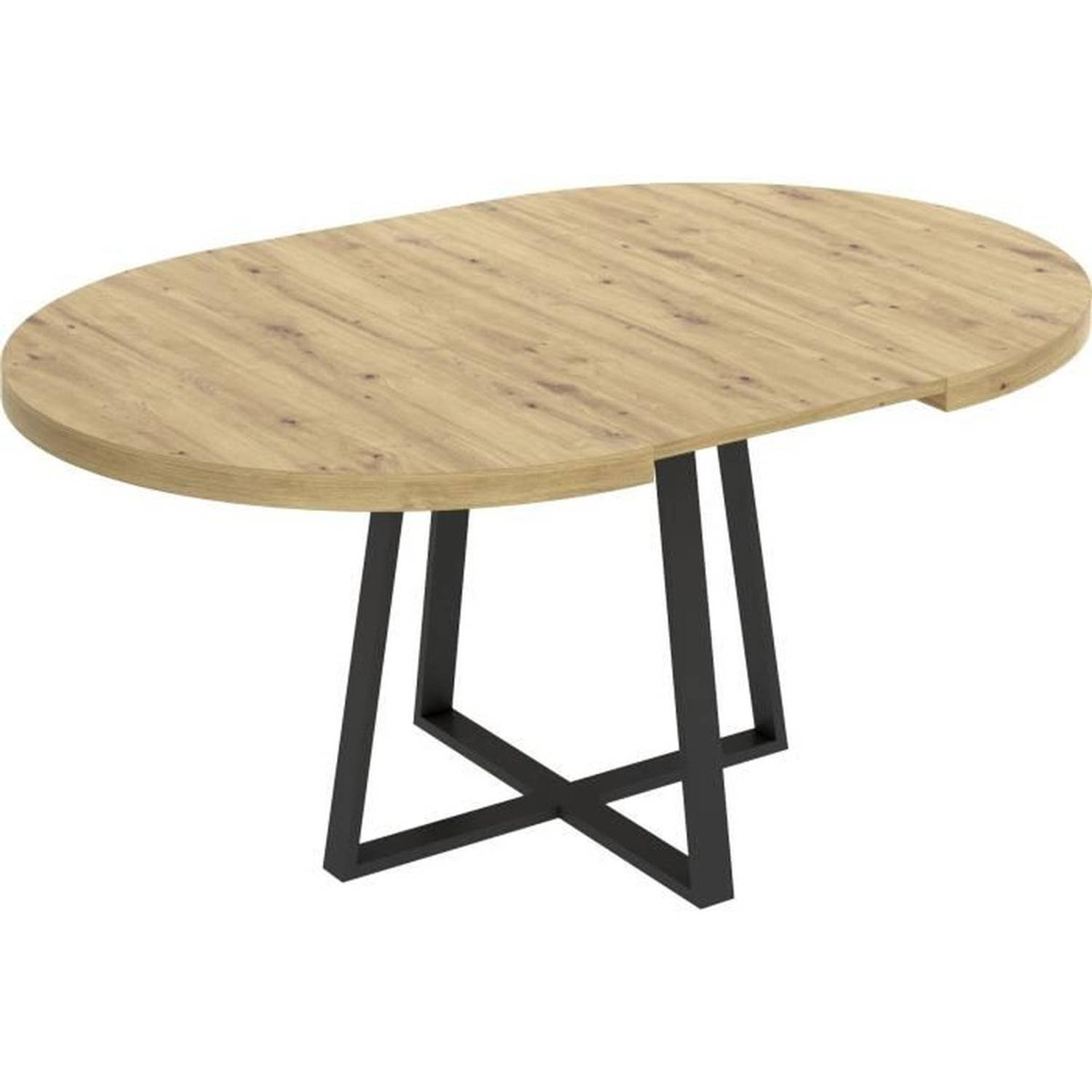 DUNA uitschuifbare ronde tafel - 4 tot 6 personen - Eiken decor - L110 x D110/152 x H77 cm aanbieding