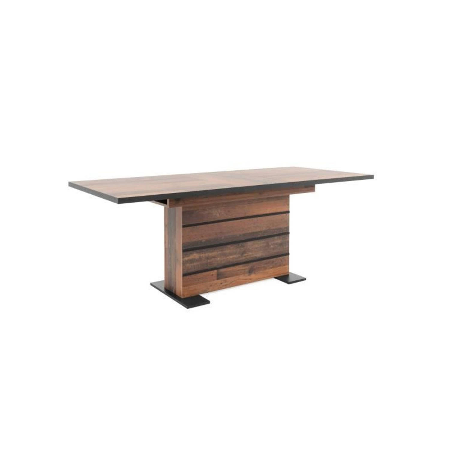 Manhattan uitschuifbare eettafel - rustieke bruin en zwarte - 160-200 x 90 x 75 cm aanbieding