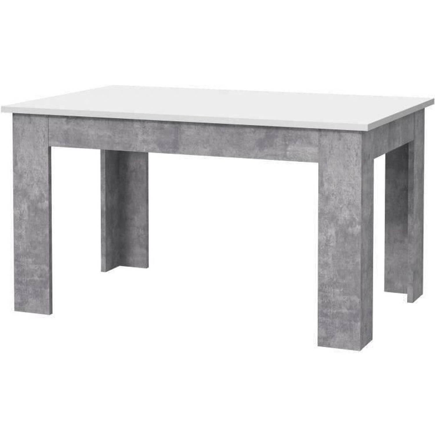 PILVI Eettafel - 4 personen - Wit en licht beton - B 140 x D 90 x H 75 cm aanbieding