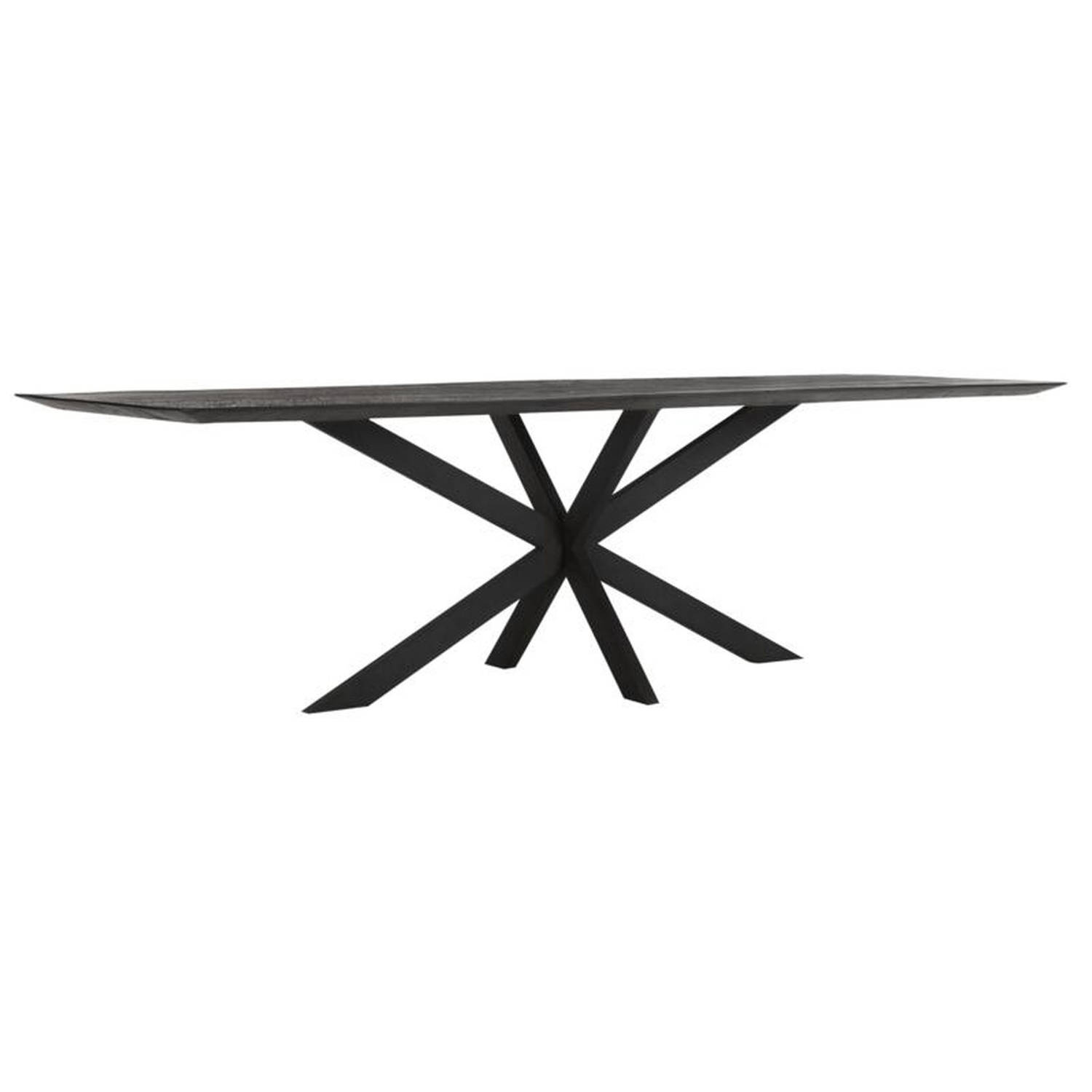 24Designs Curves Black Eettafel L260 X B100 X H78 Cm - Gerecycled Teakhout Zwart Gebeitst aanbieding