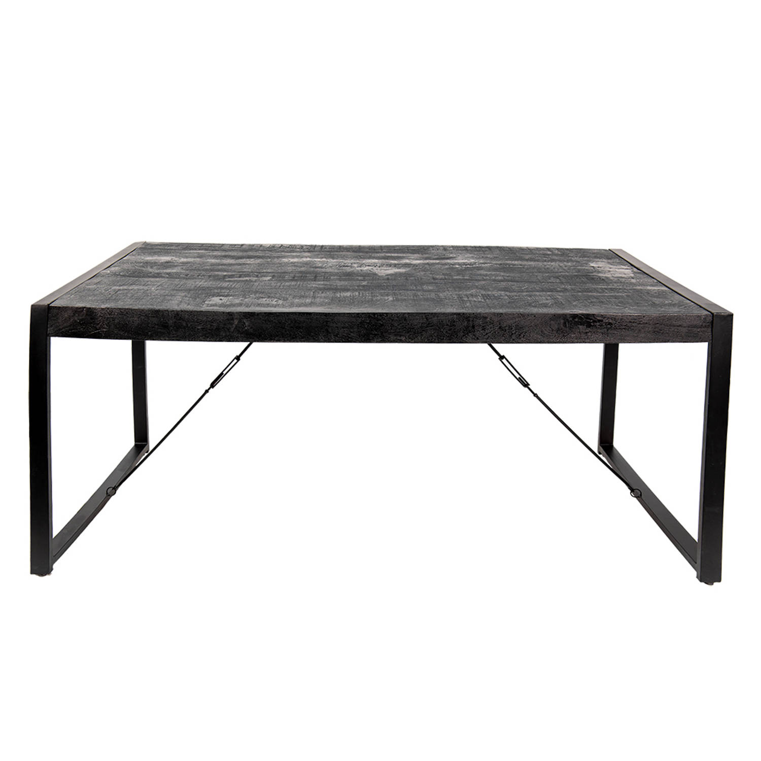 Clayre & Eef Eettafel 180x90x76 cm Zwart Hout Eetkamertafel Tafel Zwart Eetkamertafel Tafel aanbieding