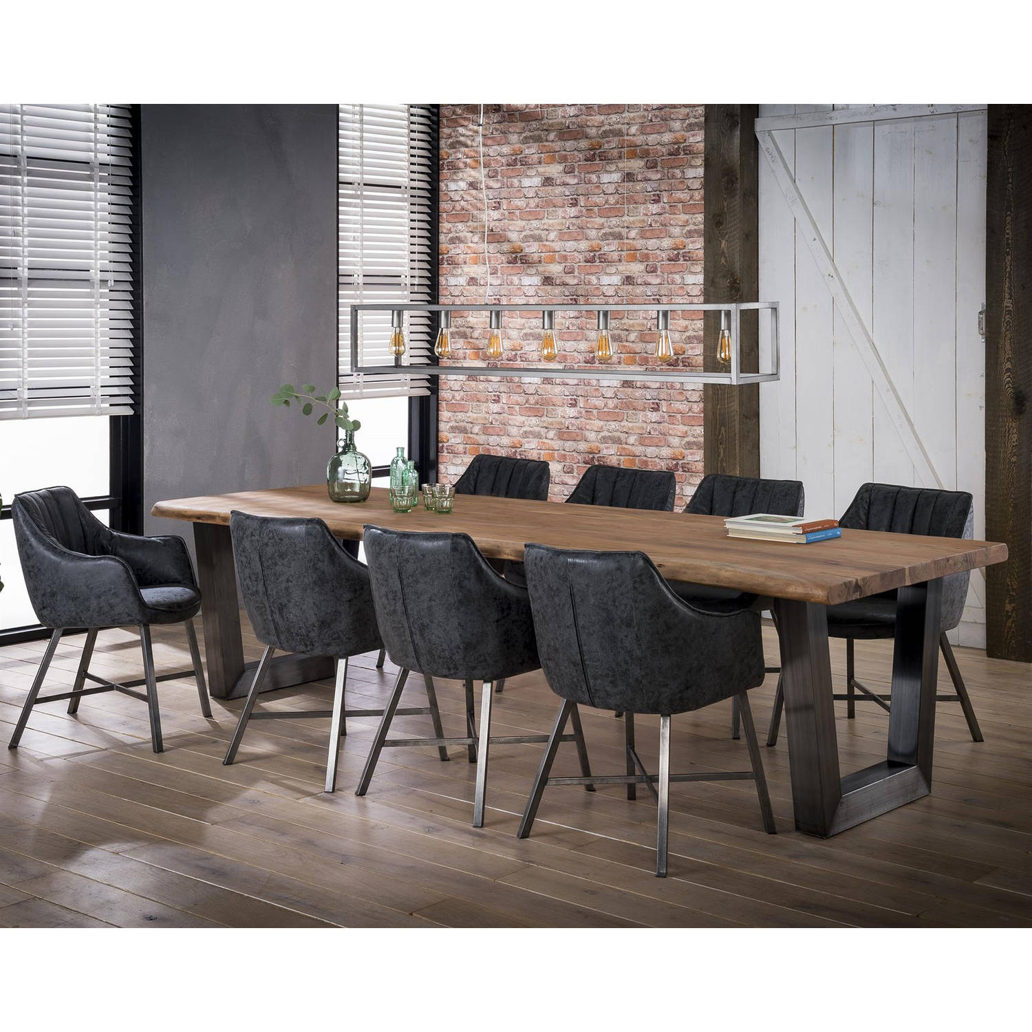 Hoyz - Eetkamertafel - Stam - Zwart RVS Onderstel - 300x100x77 aanbieding