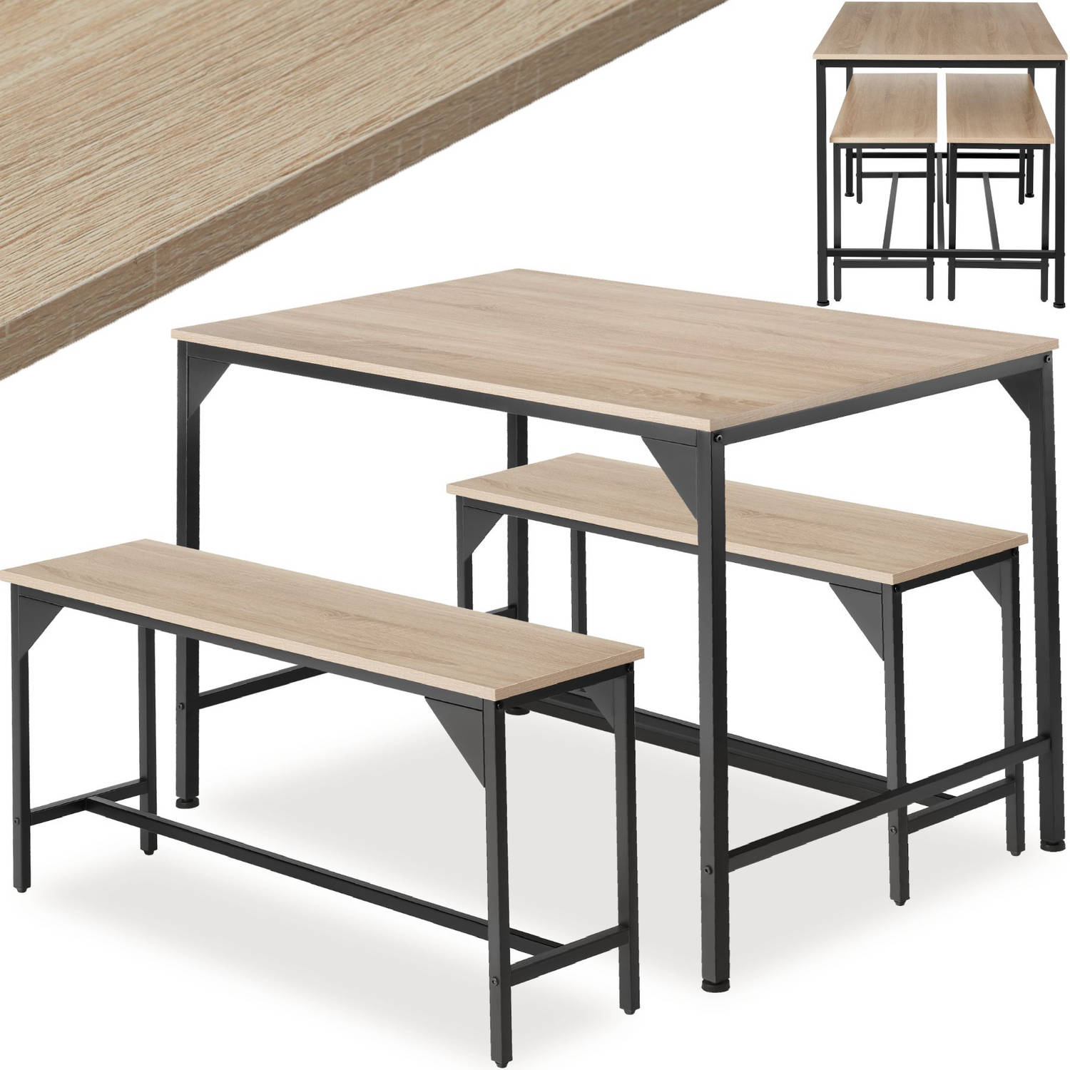 tectake - robuuste zitgroep - tafel met banken - Bolton industrial light - 404341 aanbieding