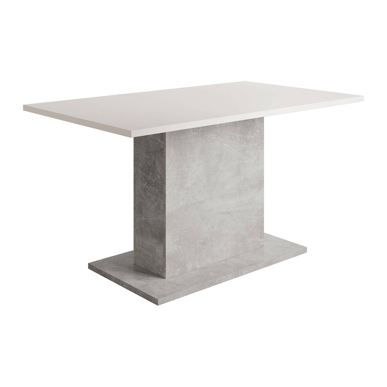 Meubella Eetkamertafel Tova - Wit - Grijs betonlook - 138 cm aanbieding