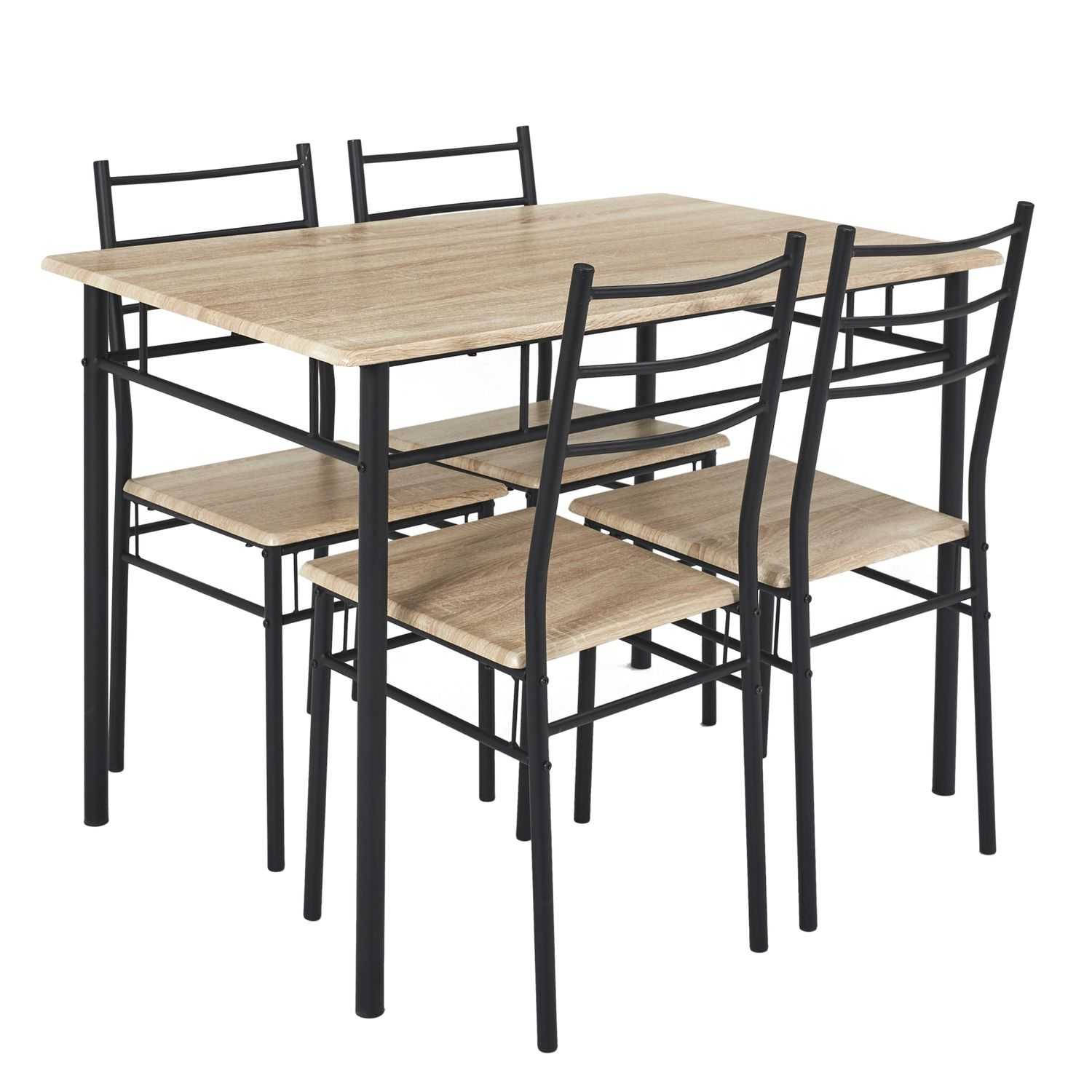 Eettafel-set met 4 stoelen 110x76x70cm - Bruin/Zwart aanbieding