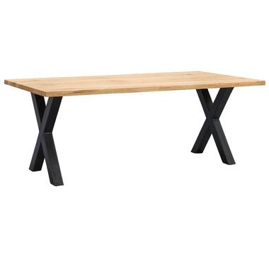 UMIX eettafel Houston X-poot - 75x160x90 cm - eiken/zwart - Leen Bakker aanbieding