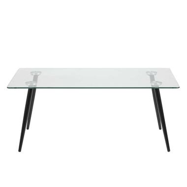 Eetkamertafel Viksmom - zwart - glas - 75x140x80 cm - Leen Bakker aanbieding