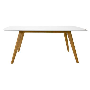 Tenzo eetkamertafel Bess - wit/eiken - 185x95 cm - Leen Bakker aanbieding