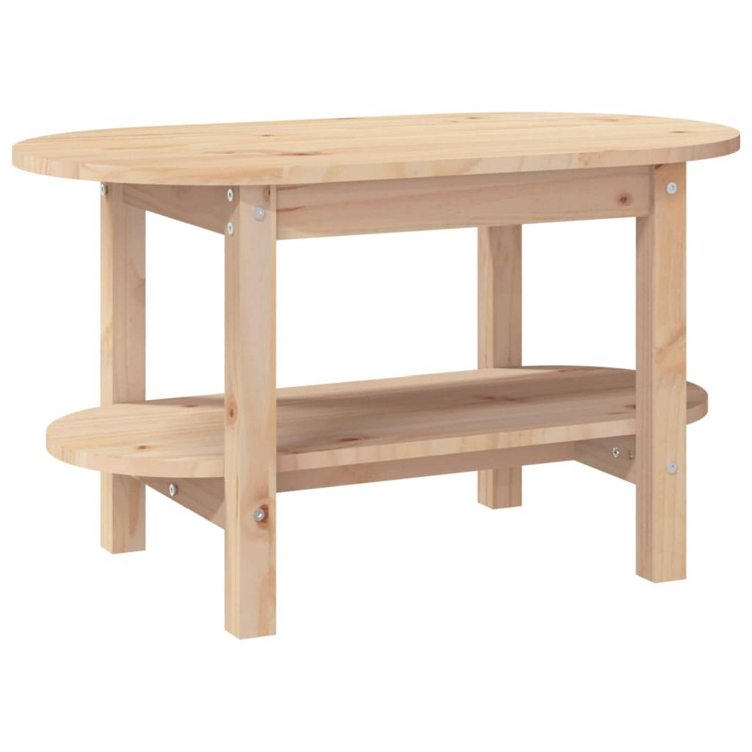 The Living Store Klassieke Houten Salontafel - 80x45x45cm - Massief Grenenhout aanbieding