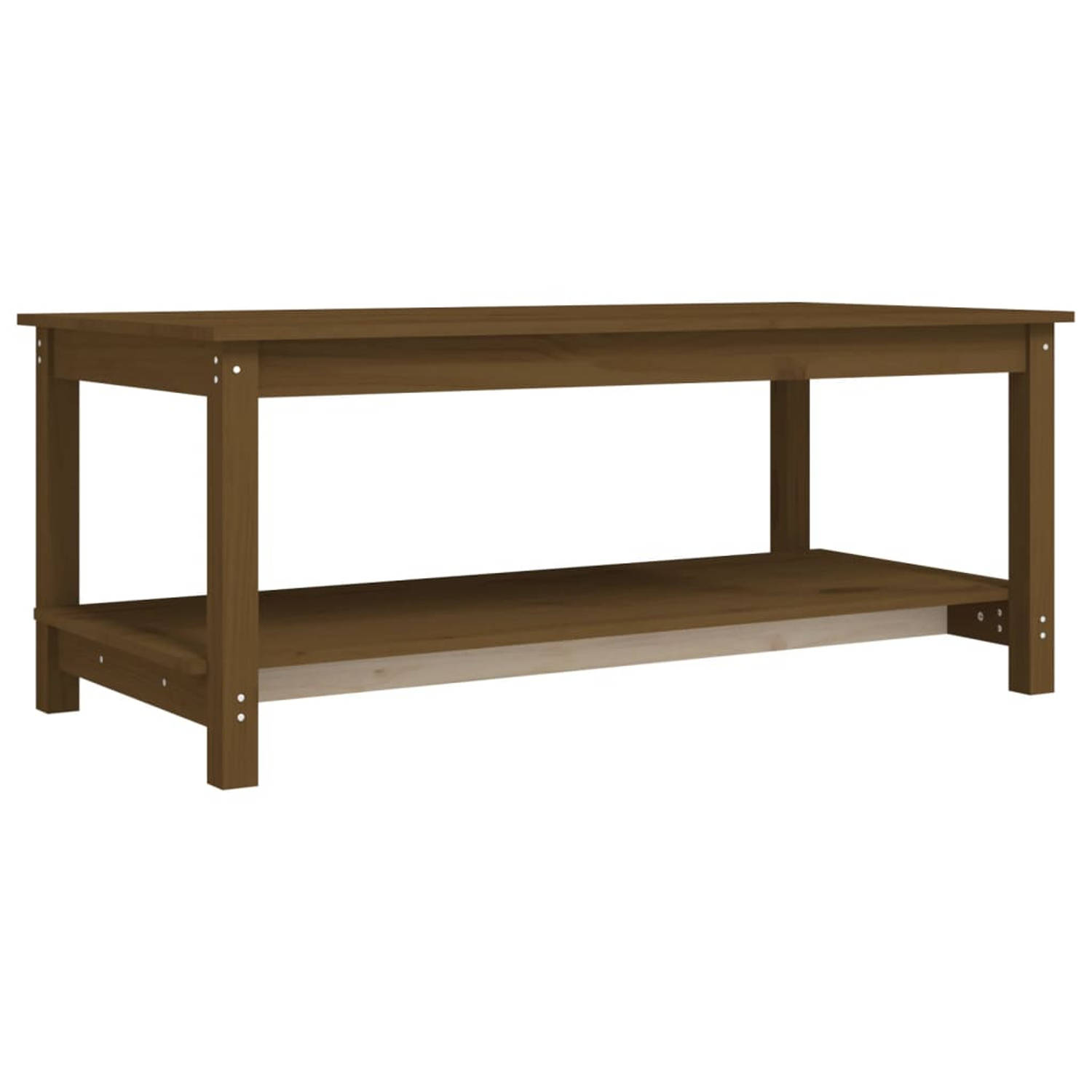 The Living Store Houten Salontafel - Massief Grenenhout - 110 x 55 x 45 cm - Honingbruin aanbieding