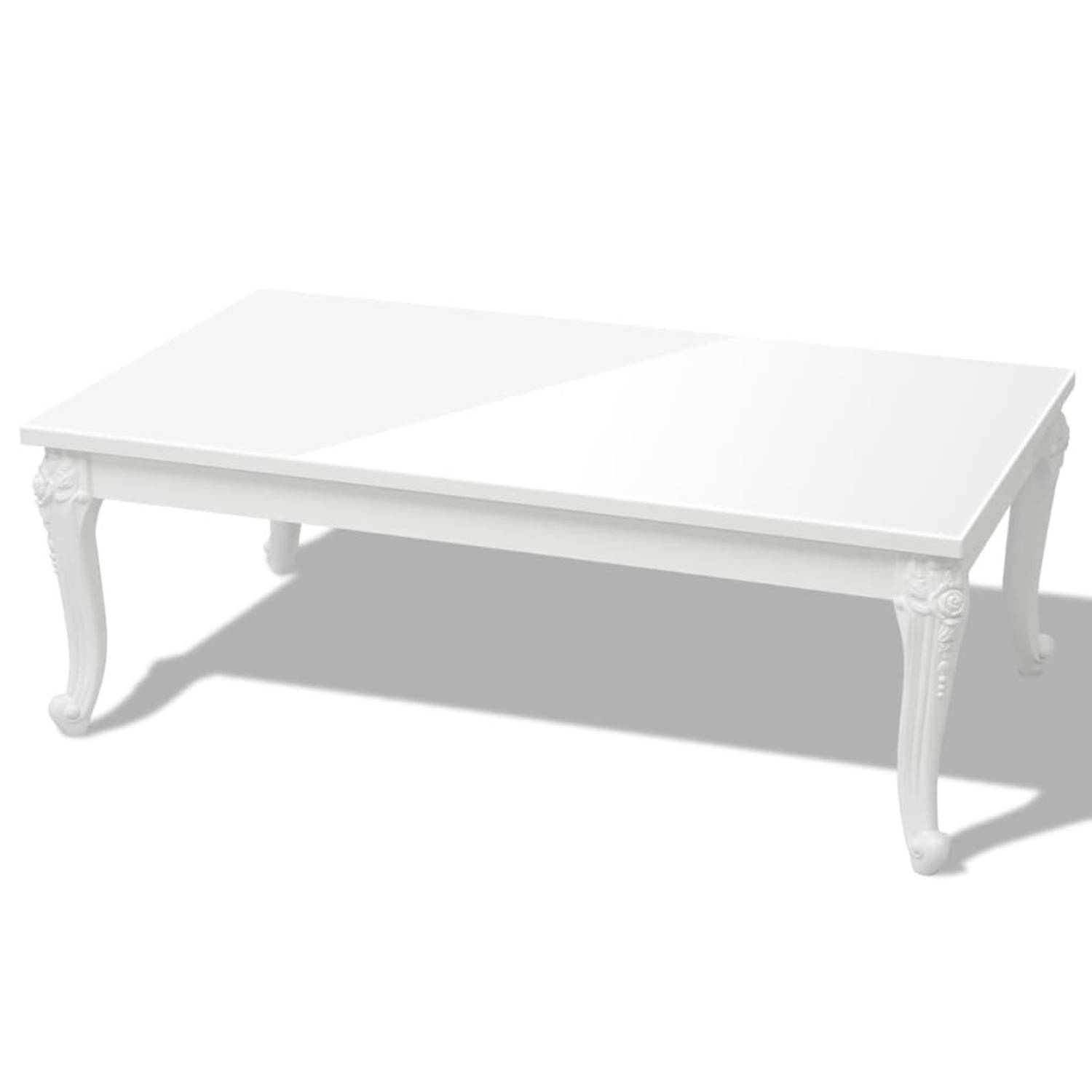 The Living Store Salontafel Hoogglans Wit - MDF 115x65x42cm - Klassiek Patroon aanbieding