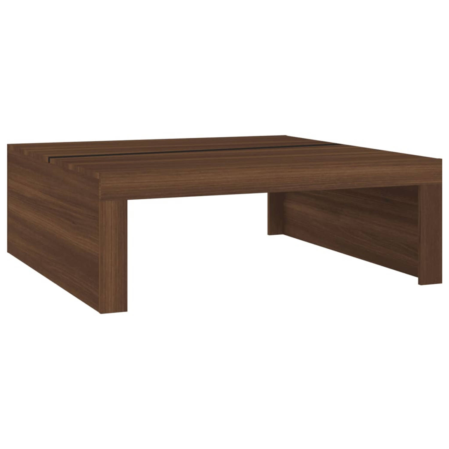 The Living Store Salontafel - Bruineiken - 100x100x35 cm - Bewerkt Hout aanbieding