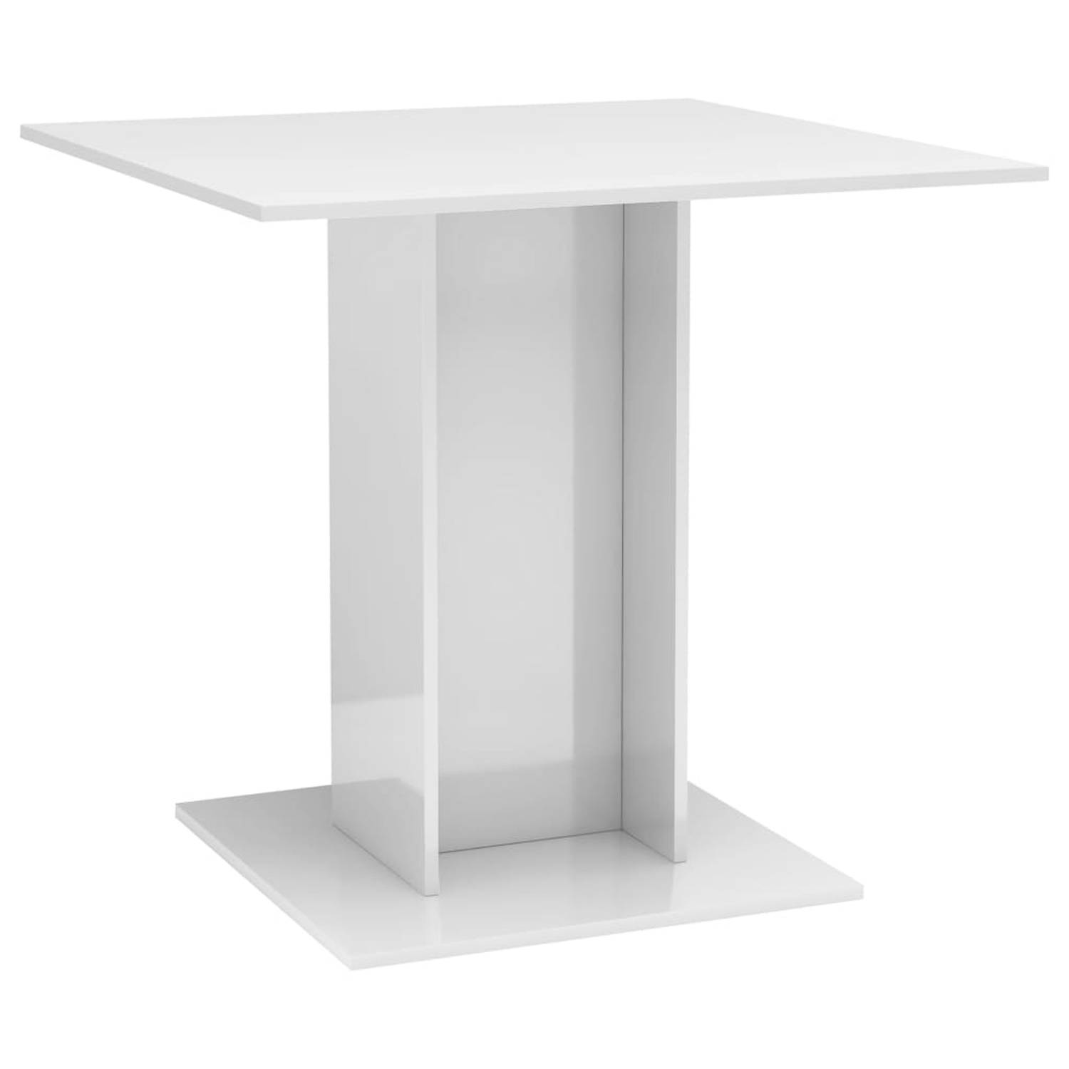 vidaXL Eettafel 80x80x75 cm spaanplaat hoogglans wit aanbieding