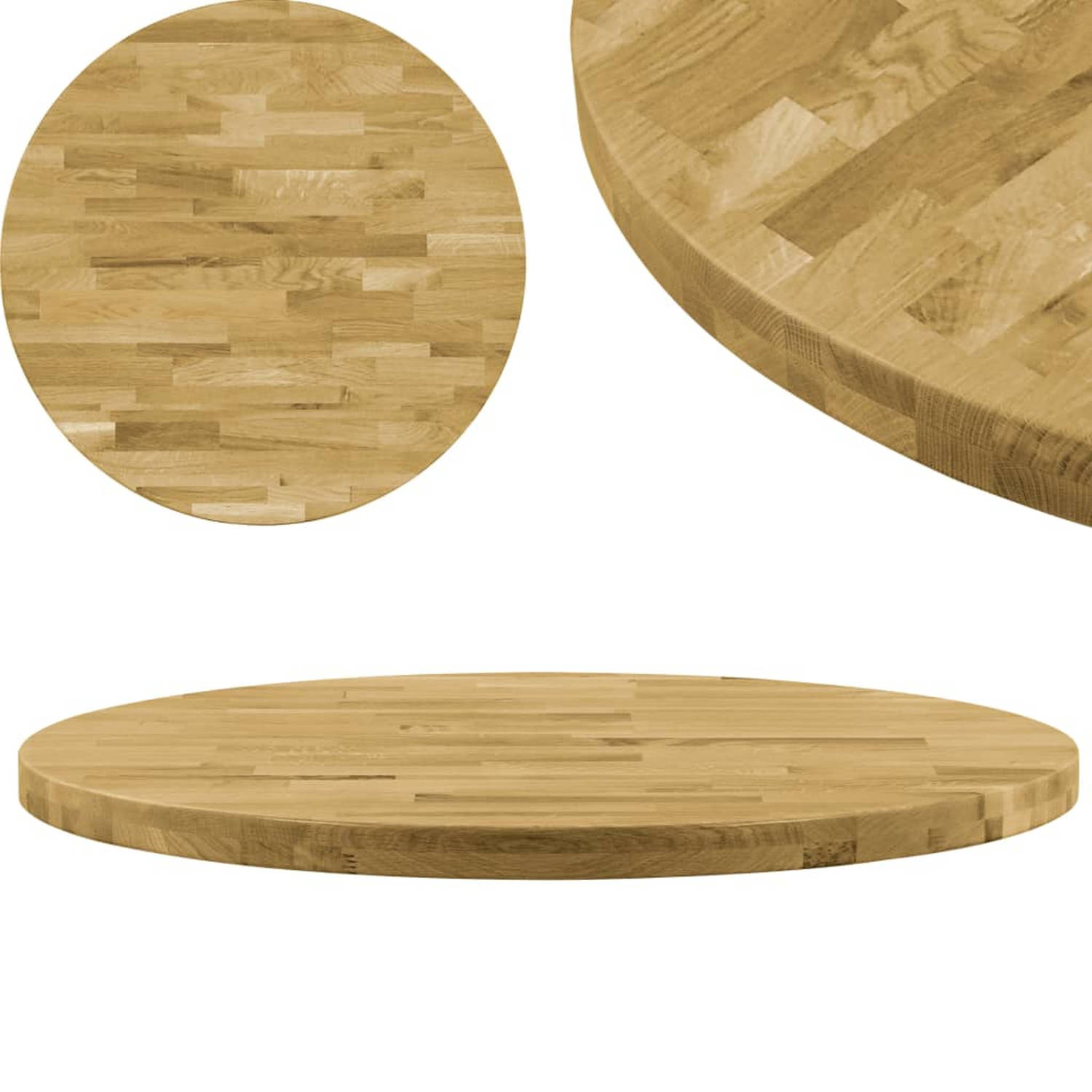 vidaXL Tafelblad rond 44 mm 400 mm massief eikenhout aanbieding