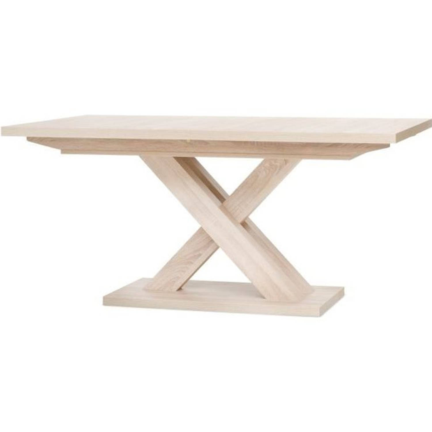 VOOR Uitschuifbare melamine tafel in eigentijdse stijl - Centrale poten in kruis - B 160 tot 200 cm aanbieding