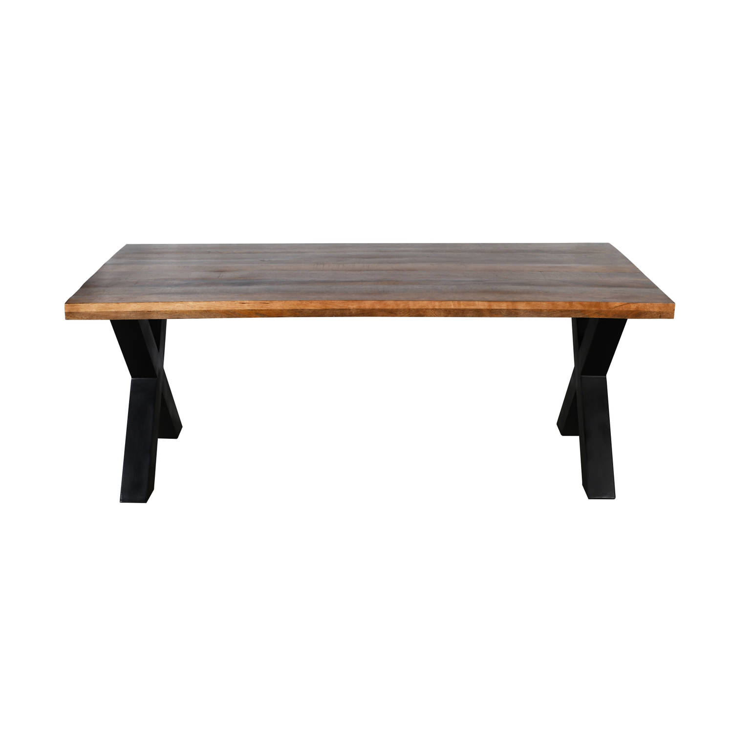 Eettafel rechthoekig mangohout Xavier 180cm duurzaam tafel met X-poot mango eetkamertafel hout aanbieding