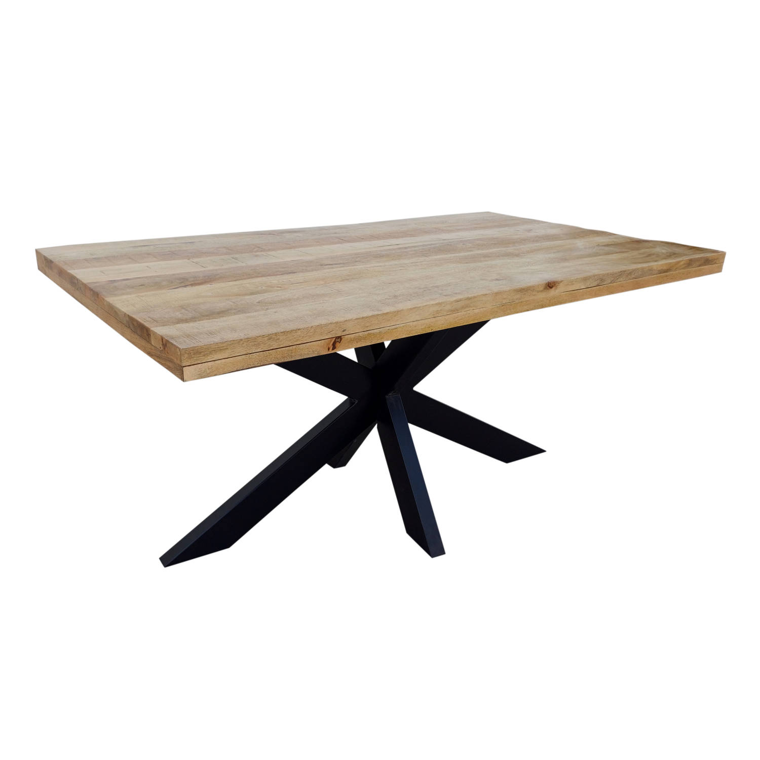 Eettafel langwerpig mangohout 160cm lichtbruin John langwerpige tafel duurzaam mango eetkamertafel aanbieding