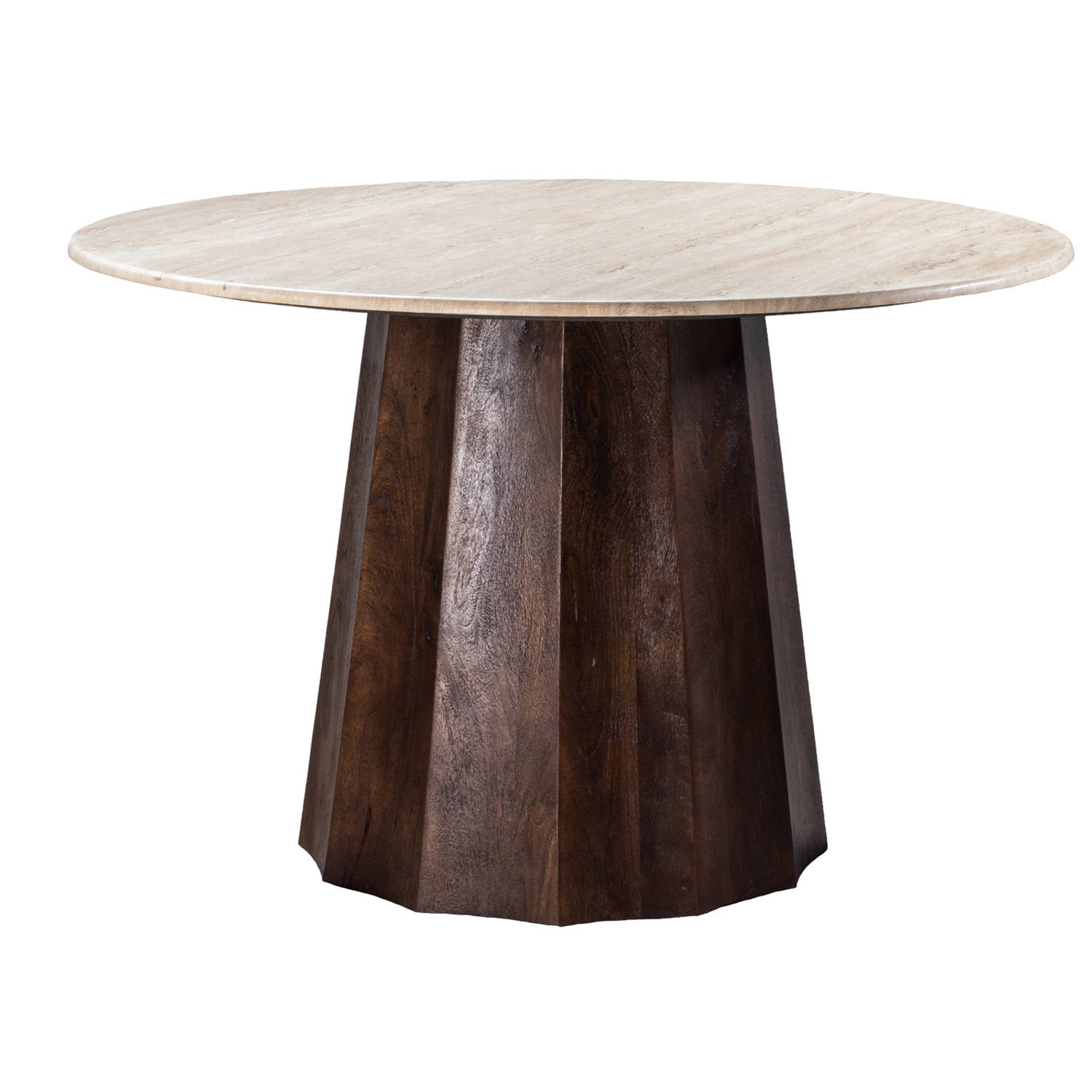 Giga Meubel - Eettafel Rond -Travertin - Bruin - 150 cm - Eettafel Lucio aanbieding