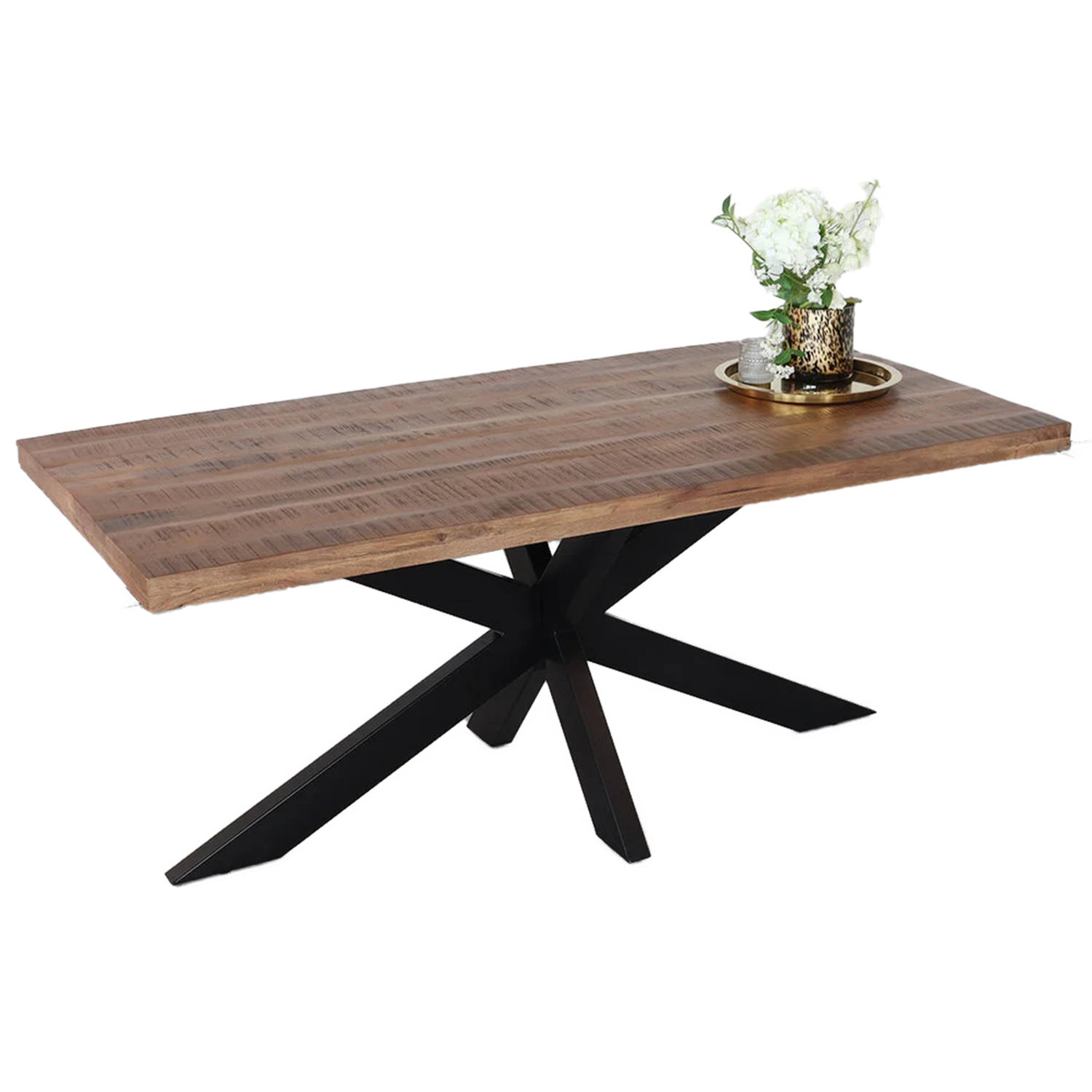 Eettafel langwerpig mangohout 200cm John langwerpige tafel duurzaam mango eetkamertafel aanbieding