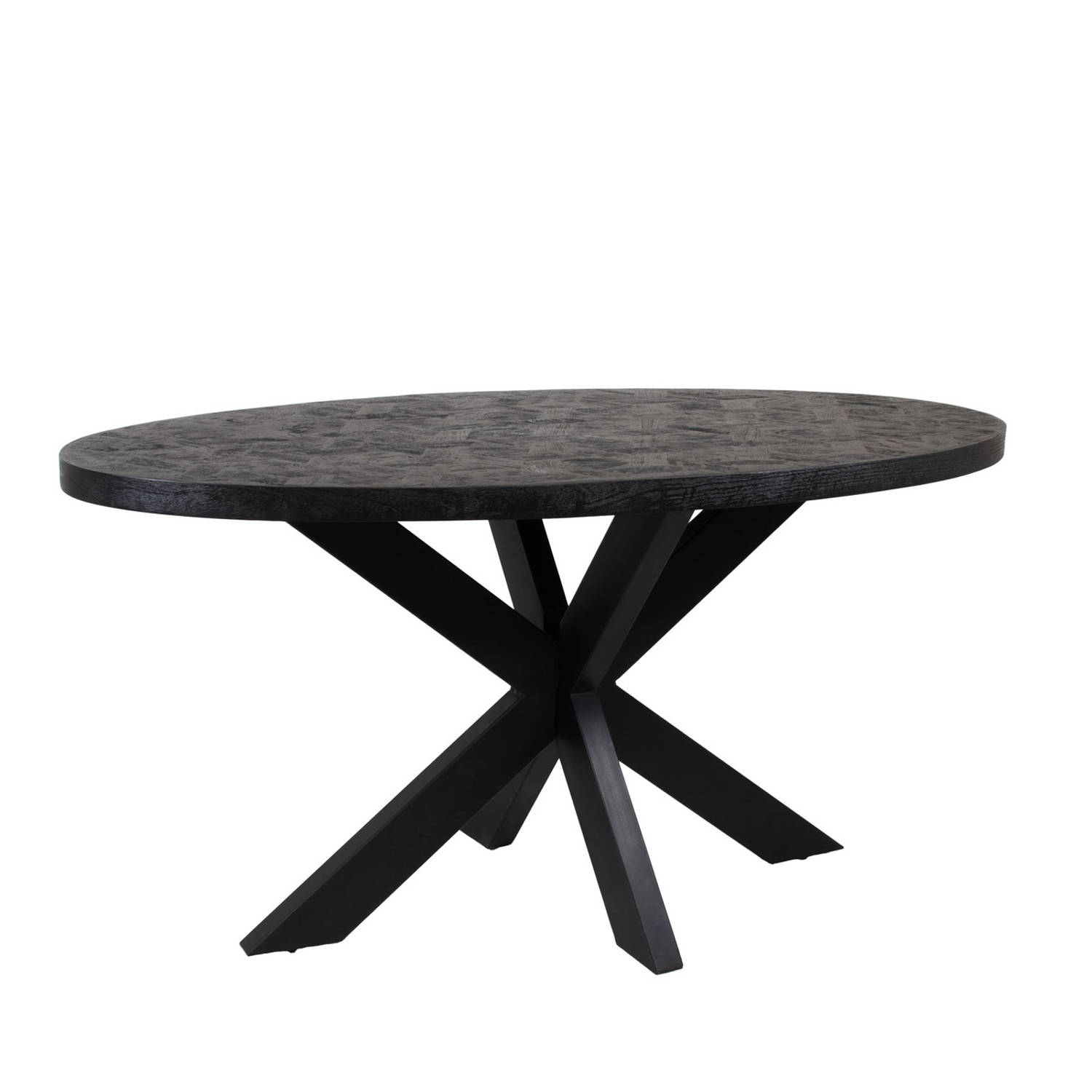 Giga Meubel - Eettafel Ovaal - Zwart - 160cm - Mangohout - Eettafel Juda aanbieding