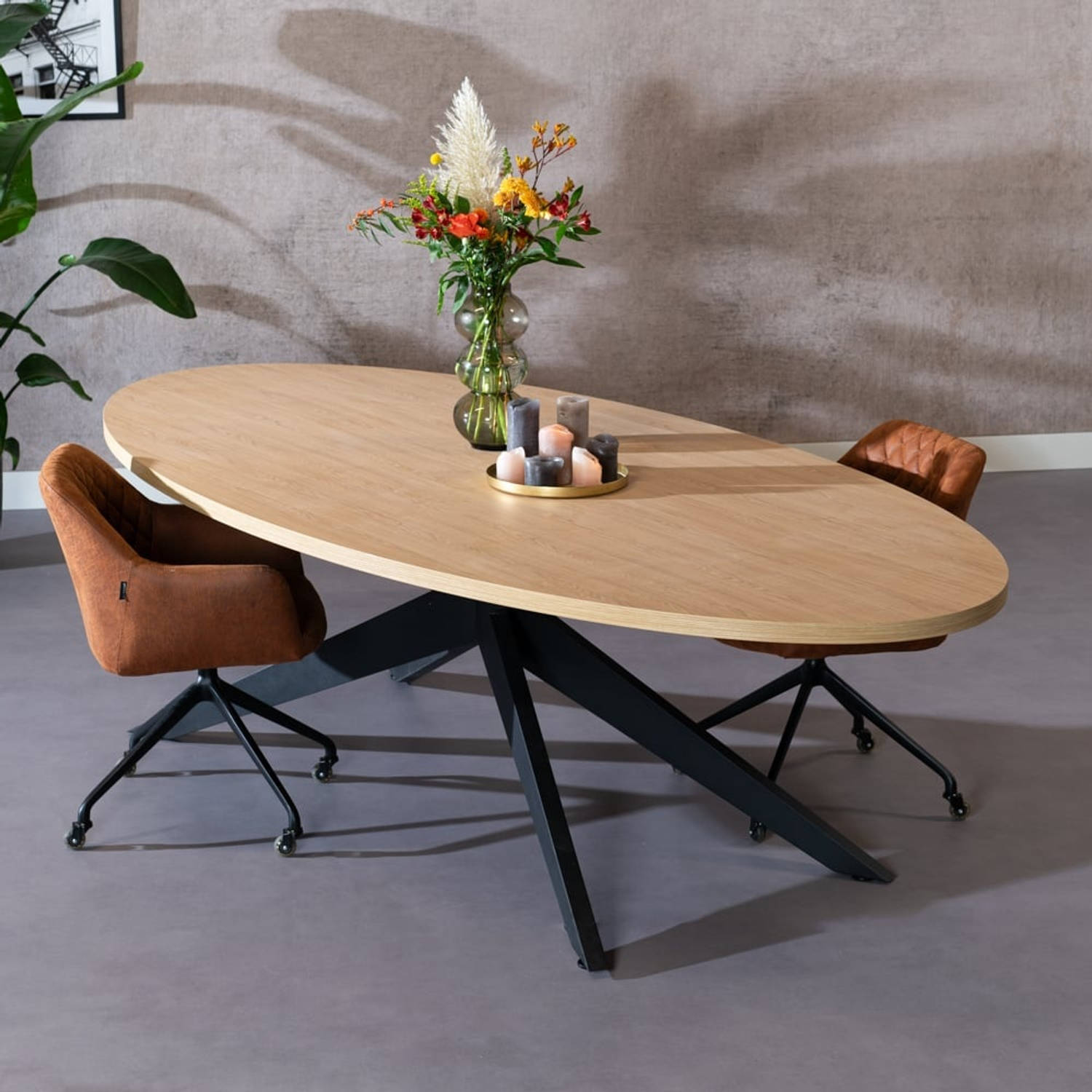 Bronx71 Eettafel Dio melamine eiken ovaal 270 x 130 cm. aanbieding