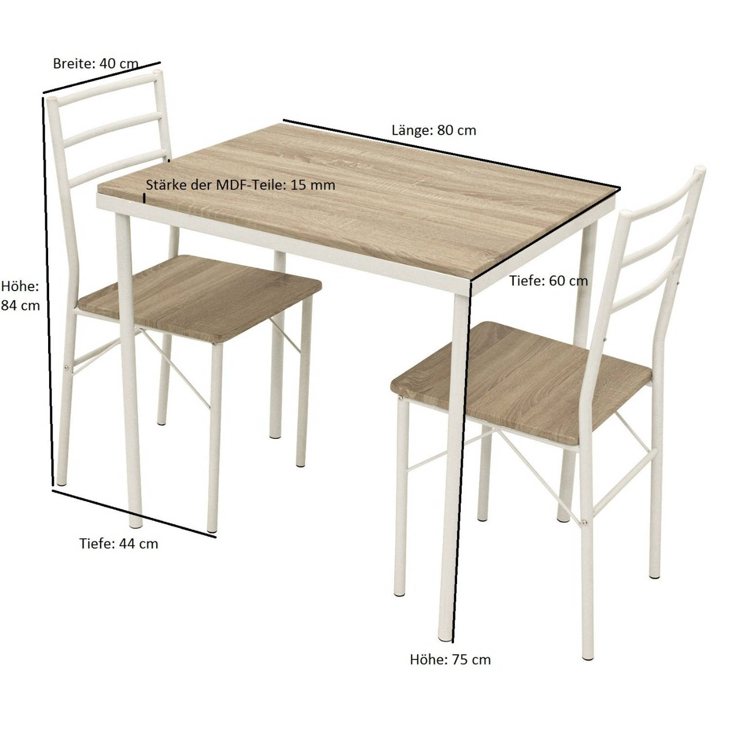 Degamo- Eetgroep KÖLN, 3 delige eetset, tafel met 2 eetkamerstoelen aanbieding