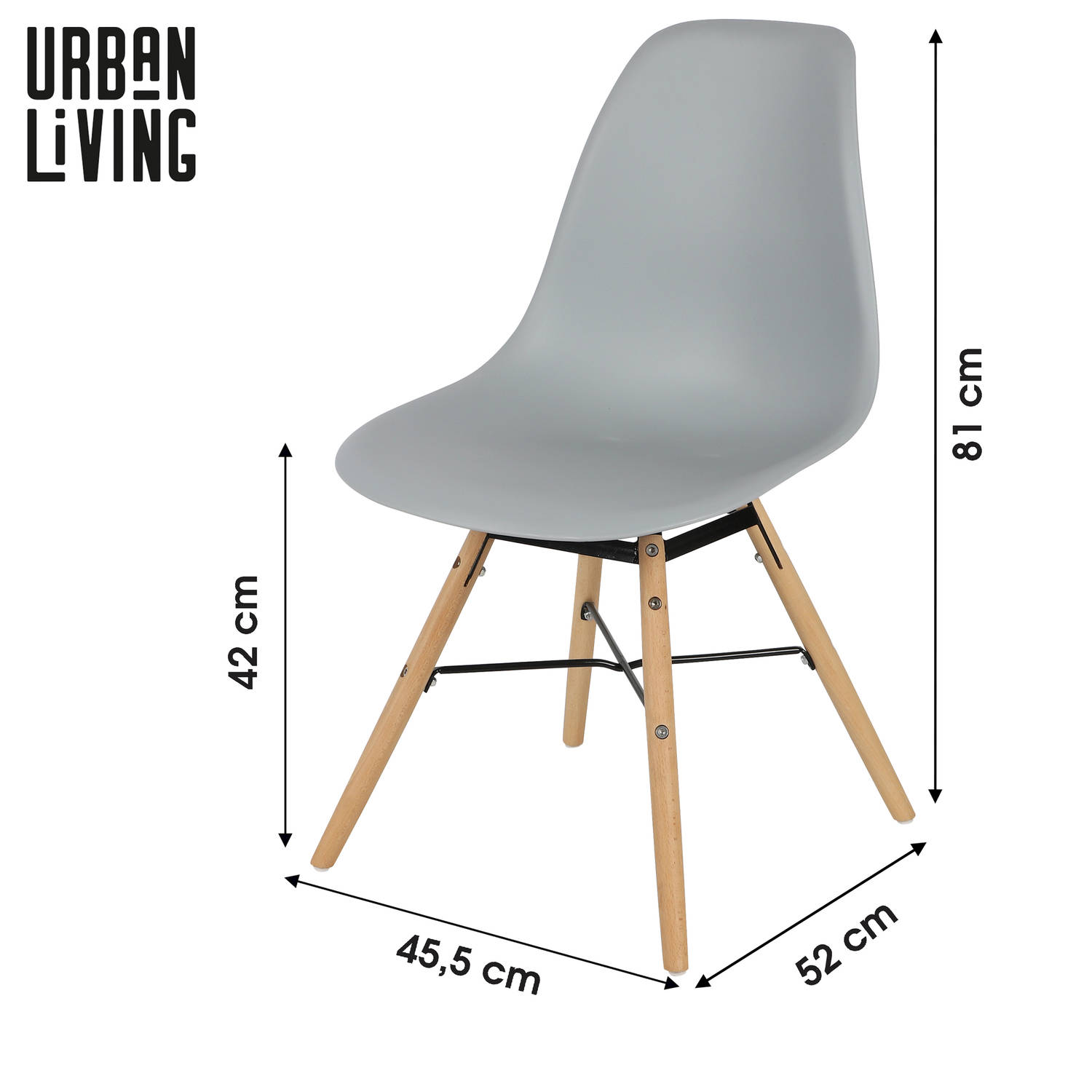 Urban Living - Jena Stoelen Lichtgrijs met Hout/Metalen onderstel - Set van 4 aanbieding