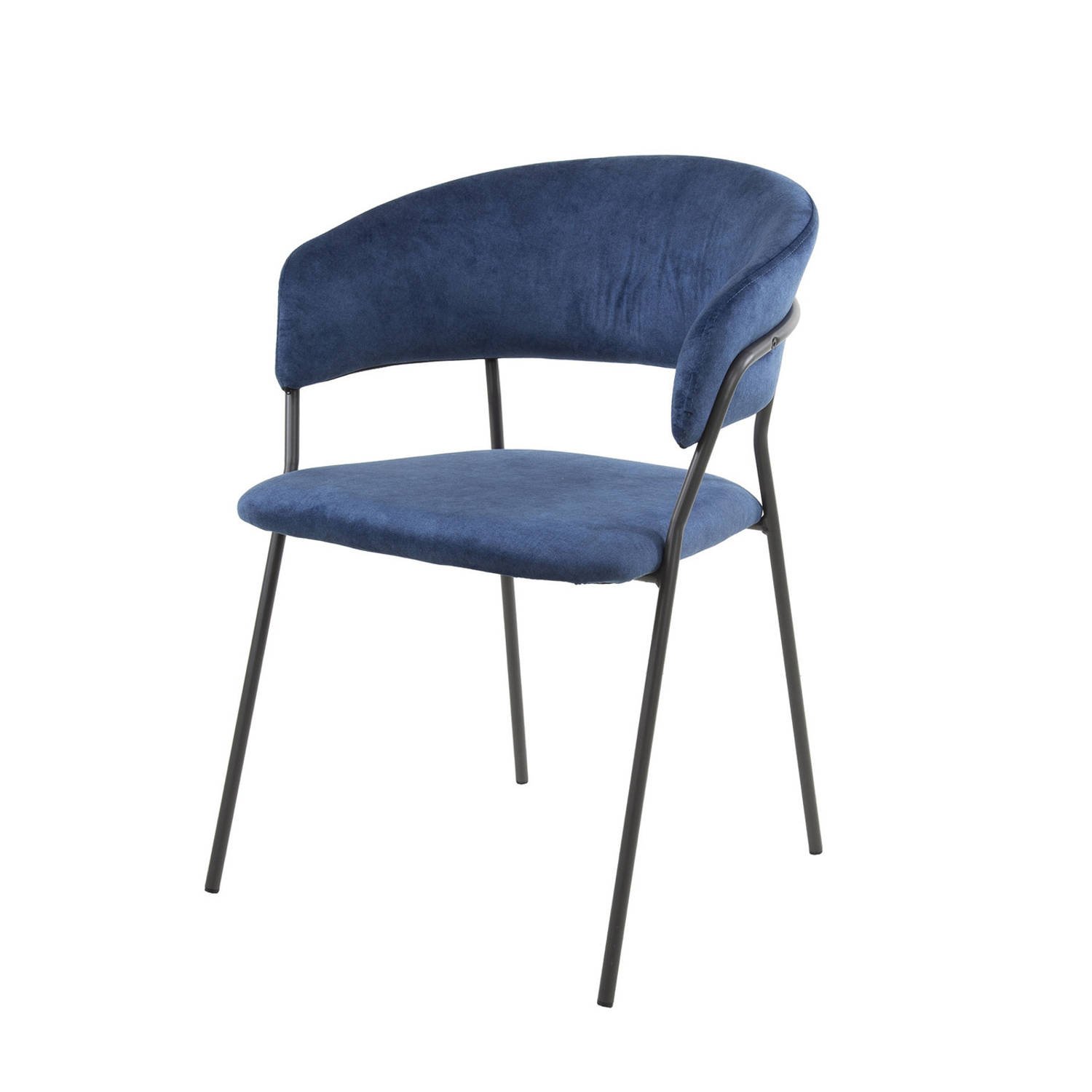 Giga Meubel - Eetkamerstoel Velvet Blauw - Zithoogte 46cm - Incl. Armleuning aanbieding